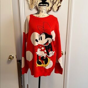 Disney Women's Red and White Minnie Mouse Sweater